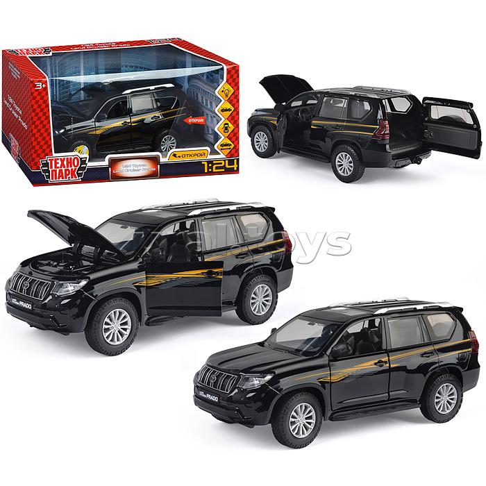 Машина металл Toyota Land Cruiser Prado, 20 см, (свет-звук, двери, капот) в коробке