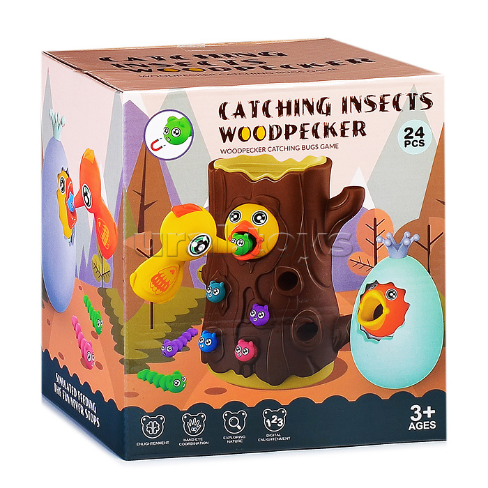 Настольная игра "Дятел ловит насекомых" в коробке