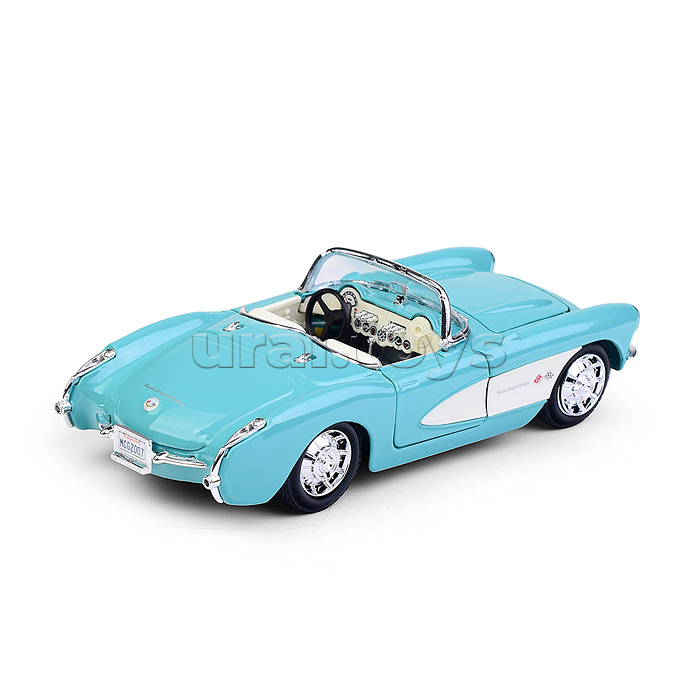 Машинка die-cast 1957 Chevrolet Corvette, 1:24, бирюзовая, открывающиеся двери