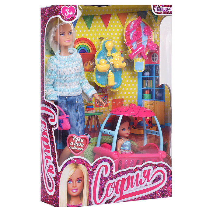 Кукла София с дочкой, 29 см. (руки и ноги сгиб, с аксесс.) в коробке Кукла София с дочкой, 29 см. (руки и ноги сгиб, с аксесс.) в коробке