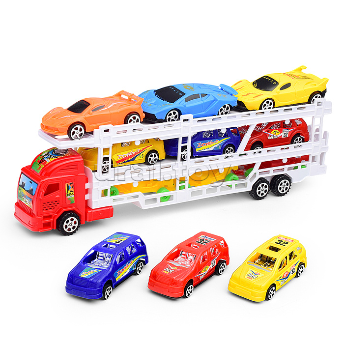 Машина "Автовоз" 6 гоночных машин, инерционная, пол колпаком