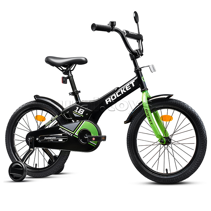 Велосипед 18" Rocket Phoenix, цвет черно/зеленый