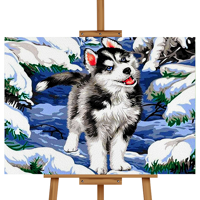 Набор для рисования "Картина по номерам 30х20 см. Хаски на прогулке"