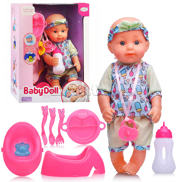 Пупс "Полина" (пьет, слезы) с аксессуарами, в коробке