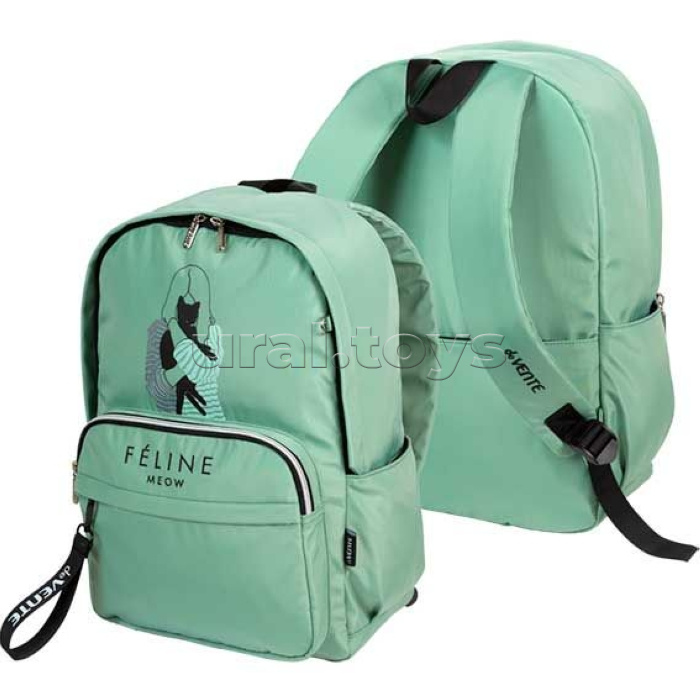 Рюкзак "Feline Meow" подростковый 42x31x20 см (18 л) 500 г, износостойкий нейлон с водоотталкивающей пропиткой, 1 отделение на потайной молнии с уплотненным отделением для ноутбука до 17 дюймов и книг и карманом на молнии с органайзером, 2 передних карман