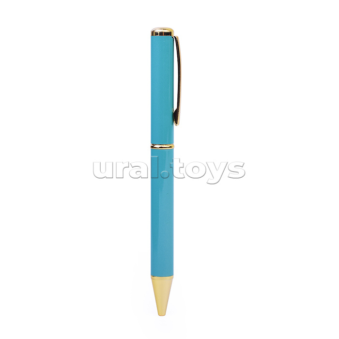 Ручка шариковая с поворотным механизмом TOP GR, синяя, пулевидный пиш.узел 1,0 мм, корпус металлический, сменный стержень 99 мм,  подарочная упаковка