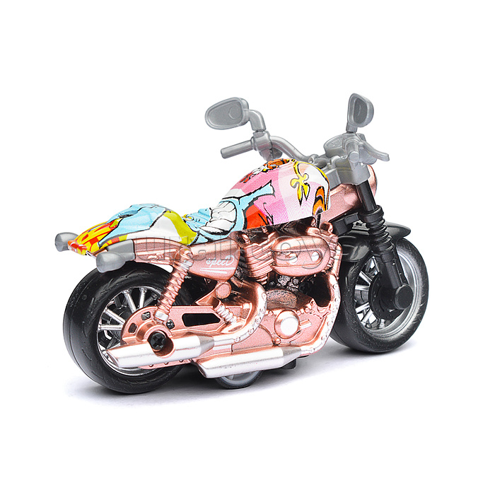 Модель металл Чоппер (микс 4 цвета), 9 см, инерц., руль.