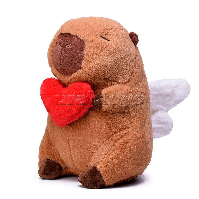 Мягкая игрушка "Капибара" с сердечком, 30 см.