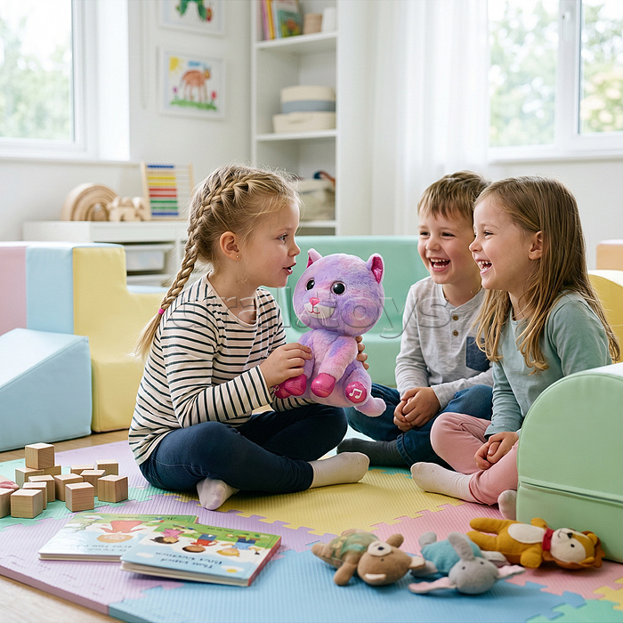 Кошка "Лапочка" свет, звук, в коробке