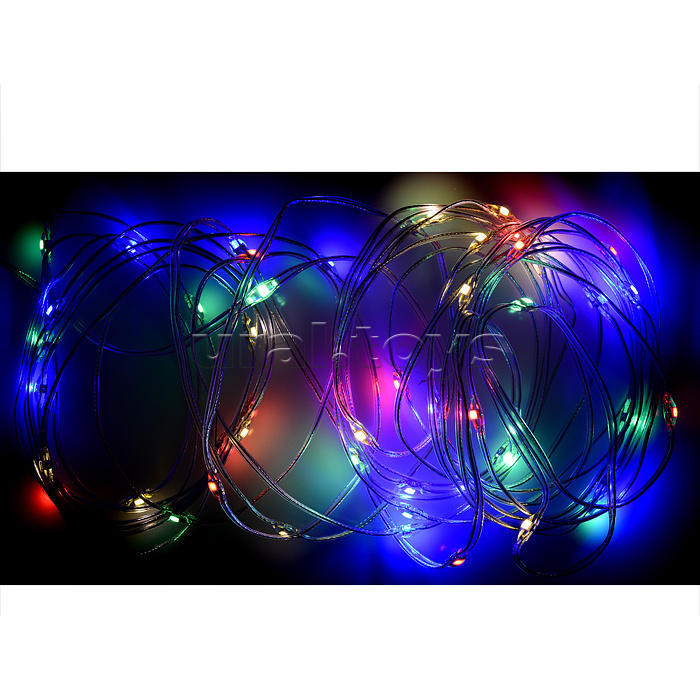 Электрогирлянда светодиодная Роса, 5 м, 50 ламп, цветная