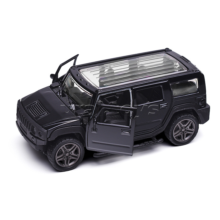 Чёрная инерционная машинка Внедорожник с люком die-cast,1:32, открывающиеся двери