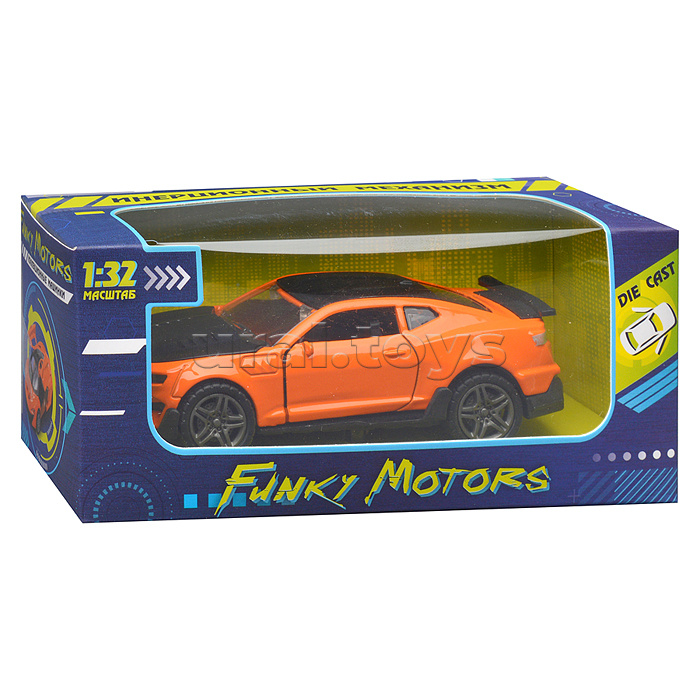 Чёрно-оранжевая инерционная машинка die-cast,1:32, открывающиеся двери Чёрно-оранжевая инерционная машинка die-cast,1:32, открывающиеся двери