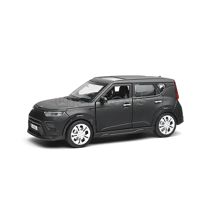 Машина металл KIA soul 12 см, (свет-звук, двер, черный матовый)инерц., в коробке