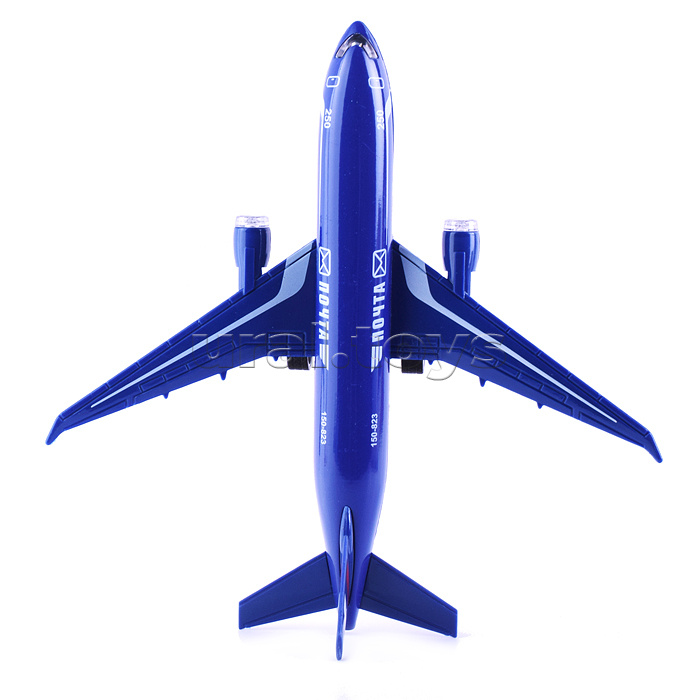 Модель металл Самолет Почта 18,5 см, (свет-звук) инерц, в коробке