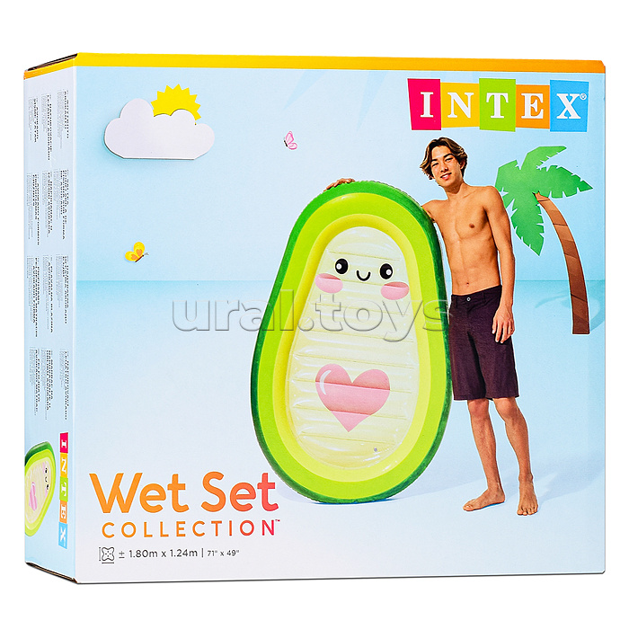 Надувной матрас-плот для плавания 180х124 Авокадо, до 100кг 58739EU INTEX