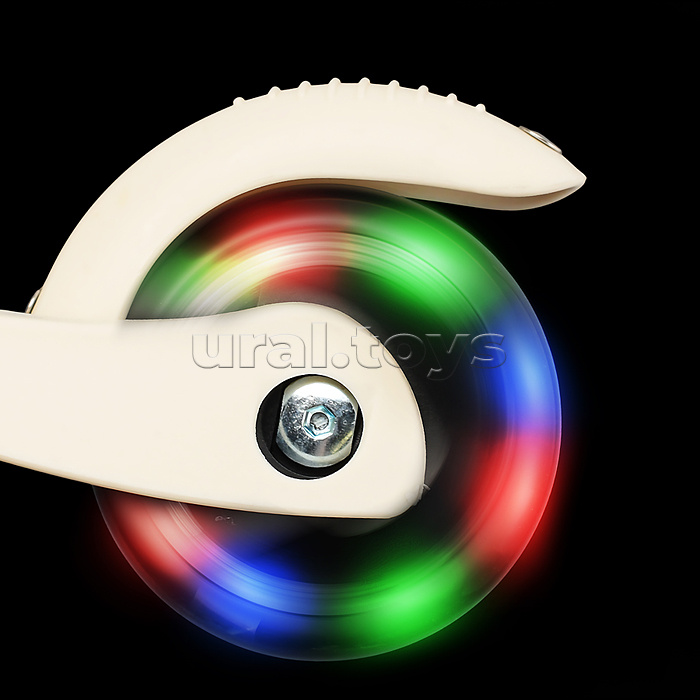 Самокат 3-х колесный ROCKET,колеса PU со светом, светящаяся стойка, ABEC 7, белый