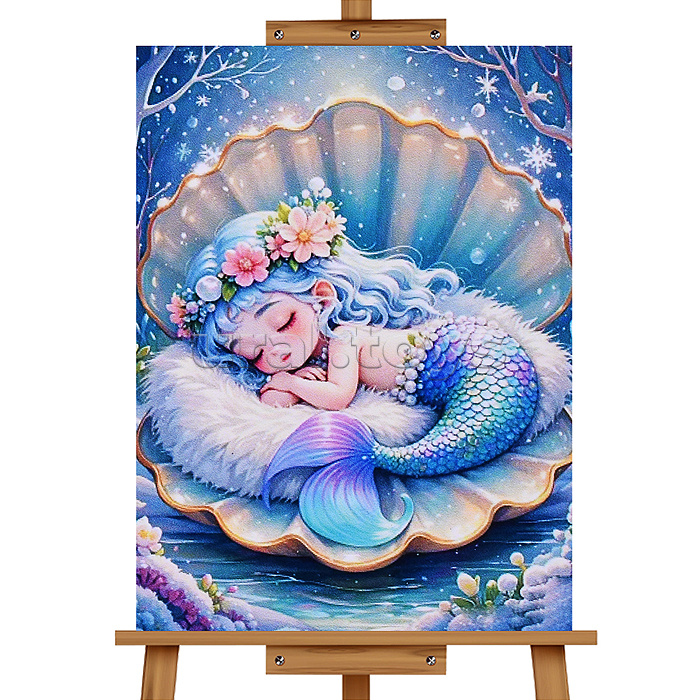 Мозаика алмазная "Русалочка в ракушке" 20*30см.