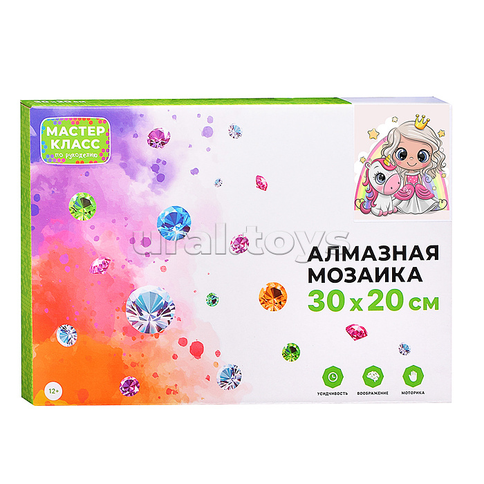 Мозаика алмазная "Принцесса и единорог" 20*30см.
