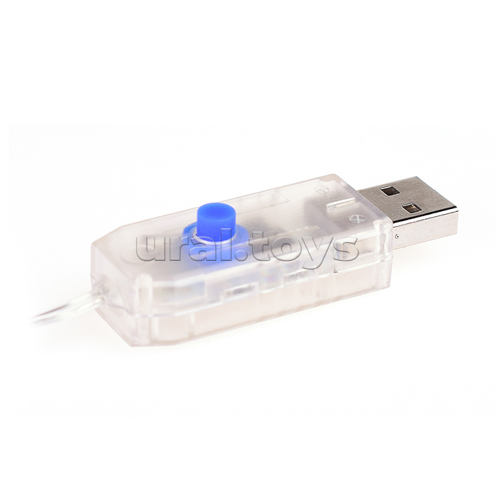 Электрогирлянда-занавес 3*3м, 300 ламп, USB, с дистанционным управлением, белый