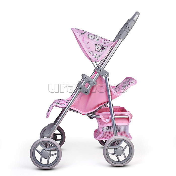 Коляская кукольная трость, металлическая, с корзиной