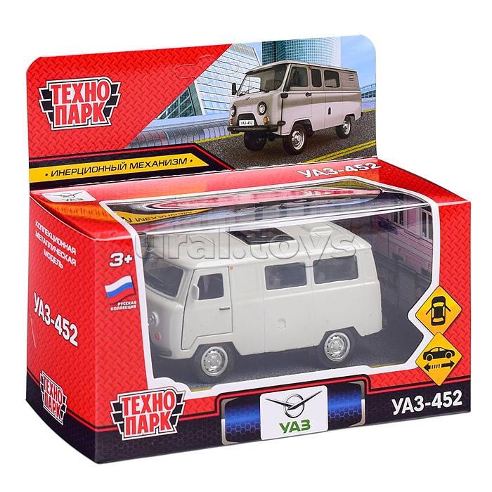 Машина металл уаз-452 "Буханка" 10,5 см, дв, инерц, серебристый, кор.