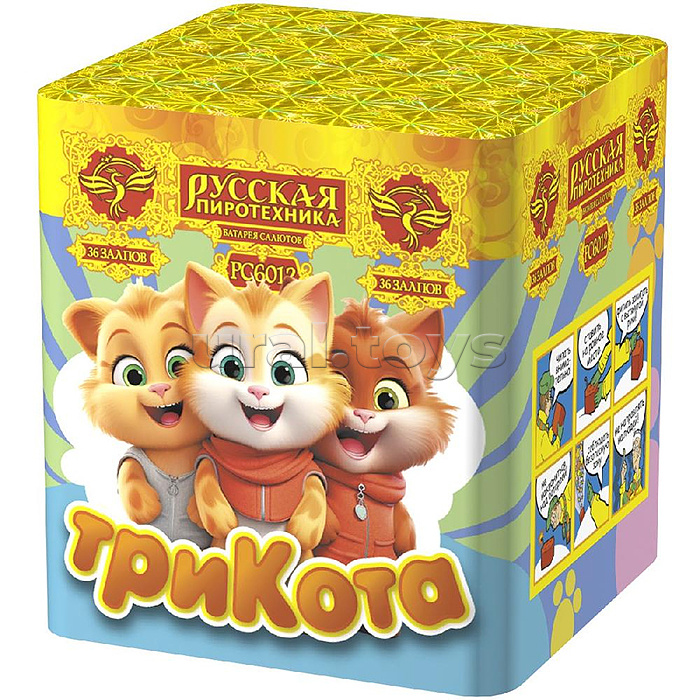Батарея салютов "Три кота" (0,6" х 36 залп.) * в кор. 18 шт. Срок до 01.04.28