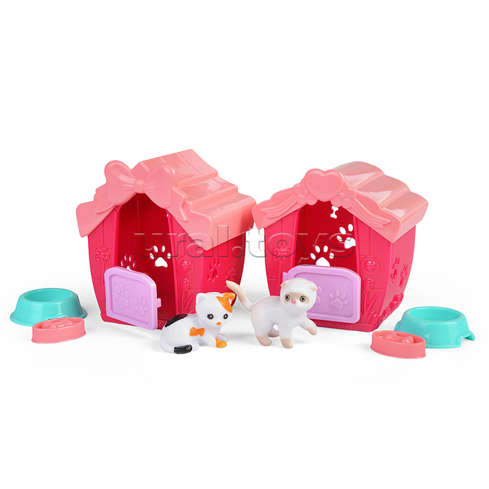 Набор питомцы "Мой котенок" с домиком, в коробке ( в ассортименте)