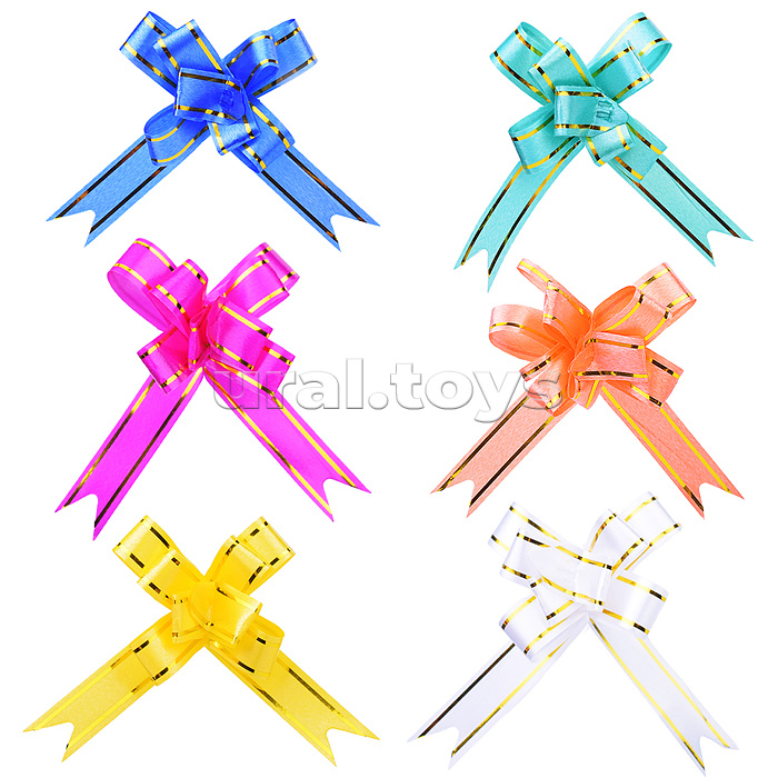 Бант-бабочка упаковочный подарочный с золотой полосой 1,2см.