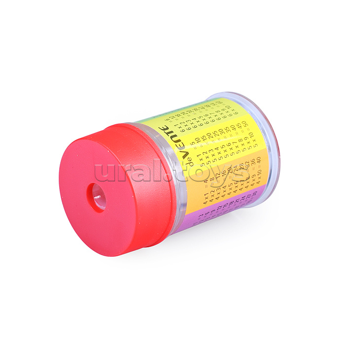 Точилка для карандашей "School. Таблица умножения" 1 отверстие, с контейнером, пластмассовая, прямоугольная, с индивидуальной маркировкой, в картонной коробке, ассорти