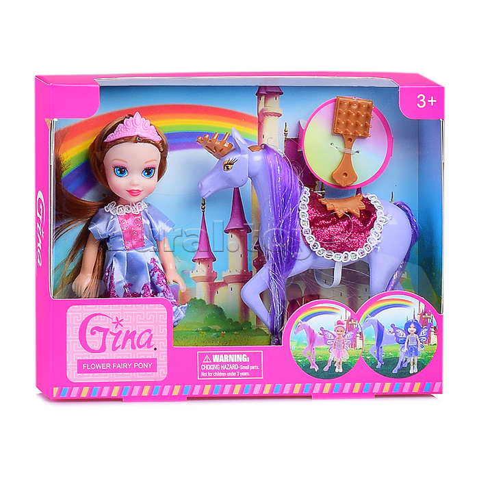 Кукла с лошадкой-единорогом, в коробке