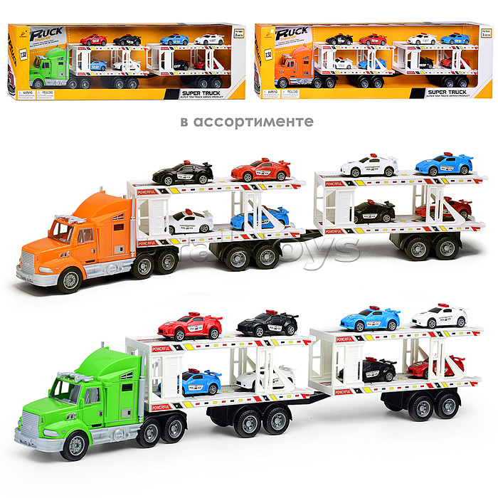 Автовоз "Технорейс" с полицейскими авто, в коробке