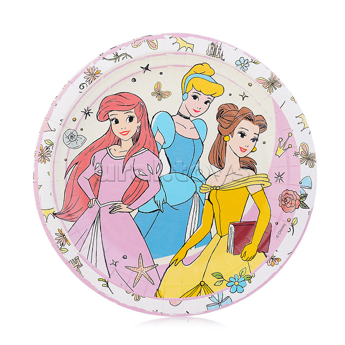 Набор бумажных тарелок, рисованные Принцессы. 2D, 6 шт d=180 мм