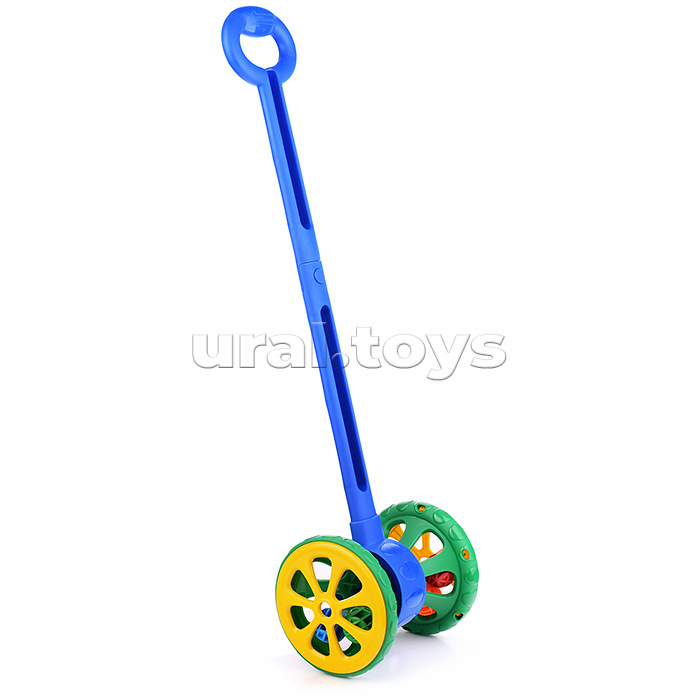 Каталка "Весёлые колёсики" с шариками (сине-зелёная)