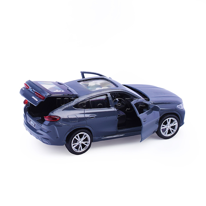 Машина металл BMW X6 12 см, (двери, багаж, темно серый)инерц, в коробке Машина металл BMW X6 12 см, (двери, багаж, темно серый)инерц, в коробке