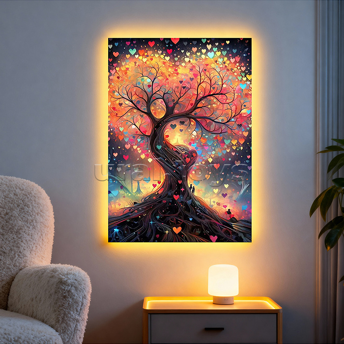 Мозаика алмазная "Дерево любви" (с гирляндой) 20*30см.