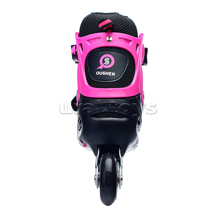 Роликовые коньки раздвижные, PU колёса, размер L, черно-розовые, в сумке