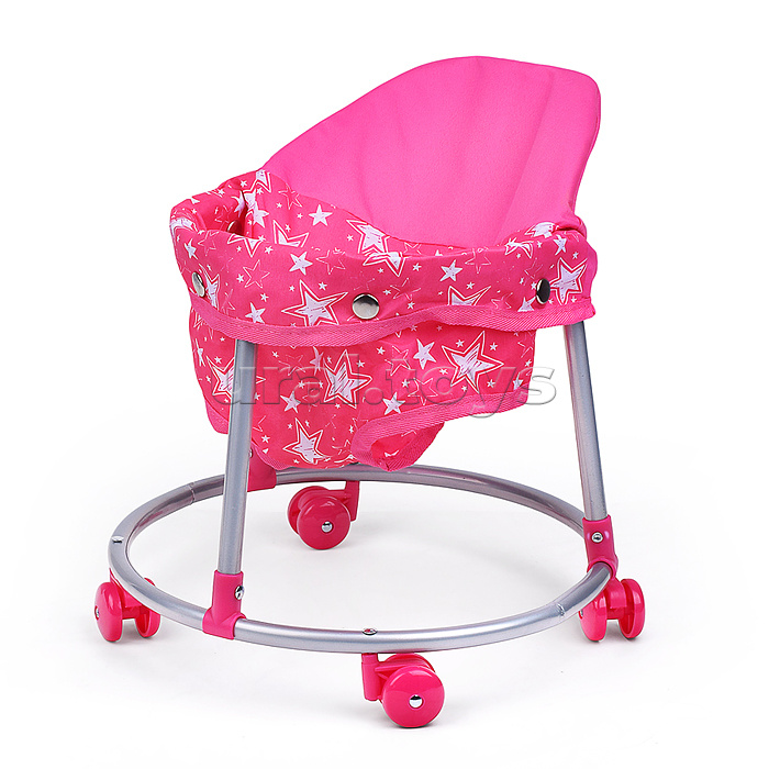 Коляска для кукол 5 в1 принт: звезды на розовом