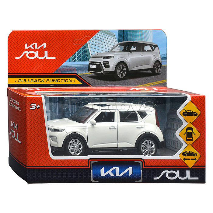 Машина металл KIA soul длина 12 см, двери, багаж., инерц, белый