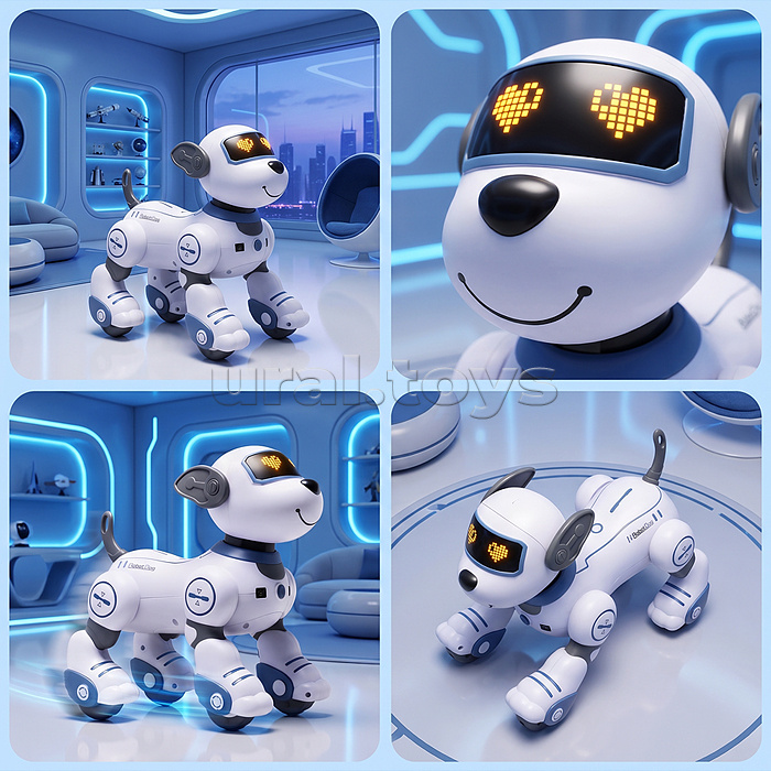 Собака "Пиксель" р/у, 27 MHz, цвет синий/белый, в коробке