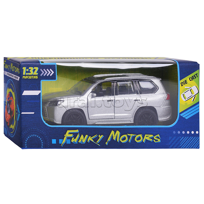 Серебристая инерционная машинка с люком die-cast, 1:32, открывающиеся двери