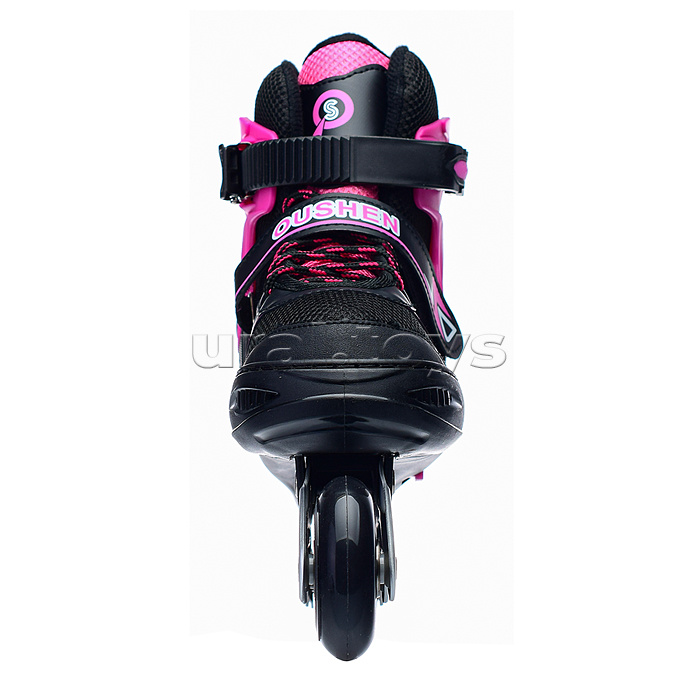 Роликовые коньки раздвижные, PU колёса, размер L, черно-розовые, в сумке