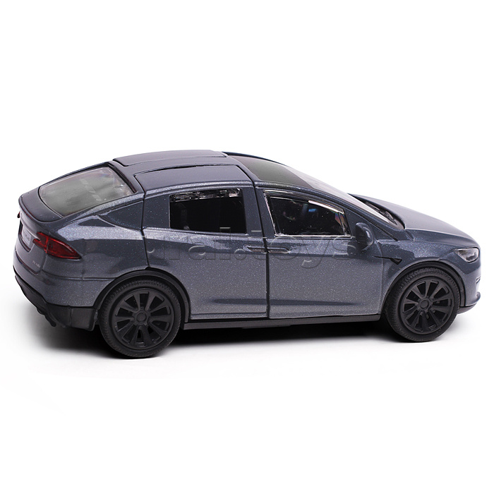 Машина металл. Tesla model x plaid 12 см, двери, серебр, в коробке Машина металл. Tesla model x plaid 12 см, двери, серебр, в коробке