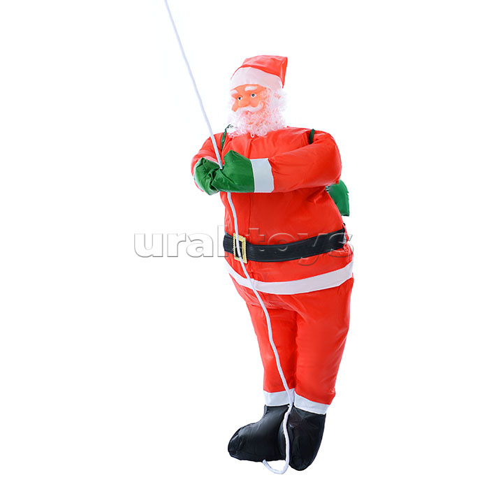 Украшение новогоднее "Дедушка Мороз" ползущий по веревке, 90 см., в пакете