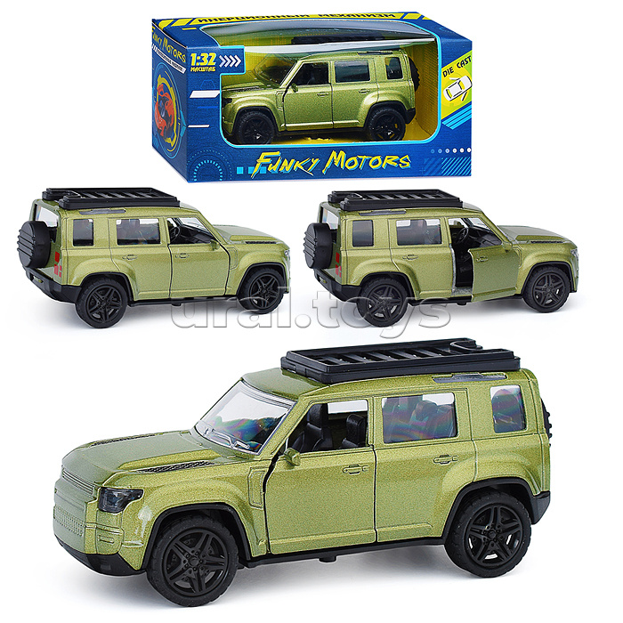 Хаки инерционная машинка с автобагажником die-cast, 1:32, открывающиеся двери