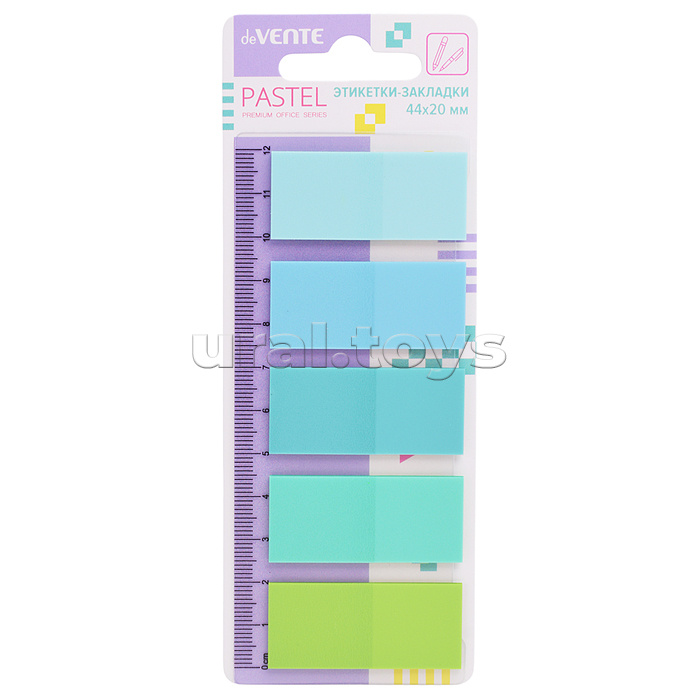 Набор самоклеящихся этикеток-закладок "Pastel" пластиковые полупрозрачные 44x20 мм, 5x20 листов, 5 пастельных цветов Набор самоклеящихся этикеток-закладок "Pastel" пластиковые полупрозрачные 44x20 мм, 5x20 листов, 5 пастельных цветов