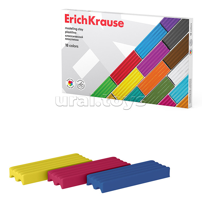 Классический пластилин 18 цветов, 288 г (в коробке 18 шт)
