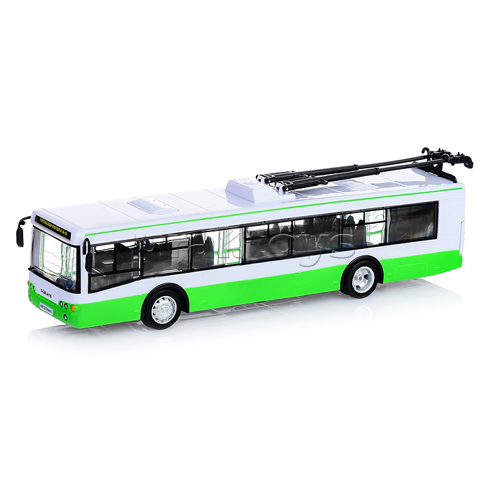 Троллейбус  инерц.механизм свет\звук на батарейках в коробке