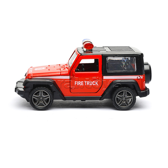 Красная инерционная служебная машинка Джип die-cast,1:32, открывающиеся двери