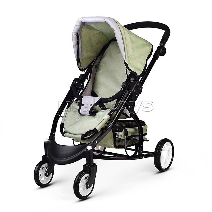 Коляская кукольная металлическая, с корзиной, цвет серо-зеленый