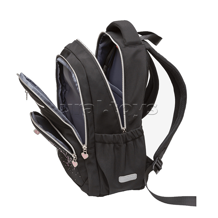 Рюкзак "Zoom. My Heart" школьный 38x30x19 см (16 л) 550 г, плотный износостойкий полиэстер с водоотталкивающей пропиткой, 1 отделение на молнии с уплотненным отделением для ноутбука до 15 дюймов и книг, 1 переднее отделение на молнии, 3 передних кармана н